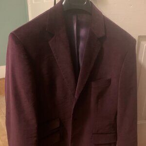 BRAND NEW NEVER WORN Adam of London Burgundy Velvet 3 roll 2 Blazer